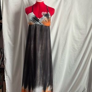 XS06 Seduction empire cut neck tie flowy maxi dress